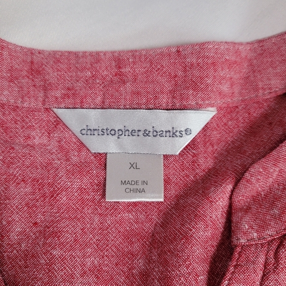 Christopher & Banks Linen Blend 3/4 Sleeve Pullover Tunic Top Heathered Red XL - Picture 7 of 10